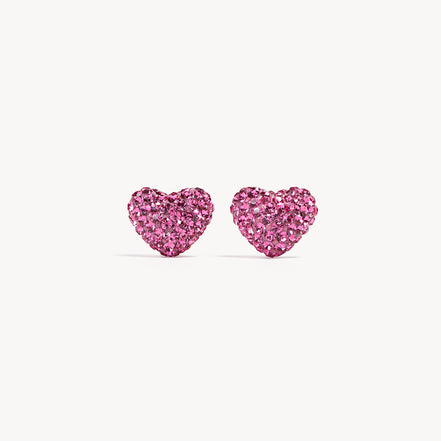 Sparkle Heart Stud Earrings Rose