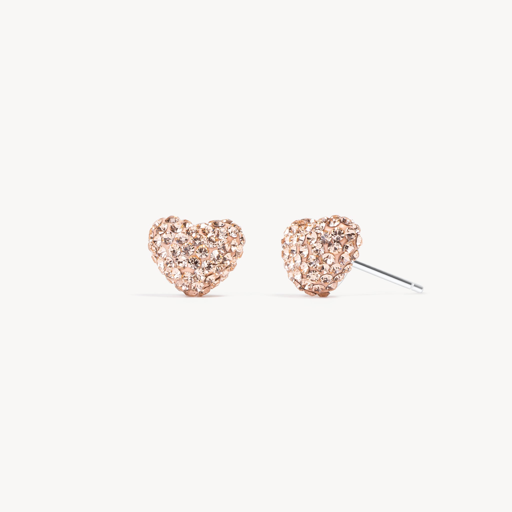 Sparkle Heart Stud Earrings Rose Gold