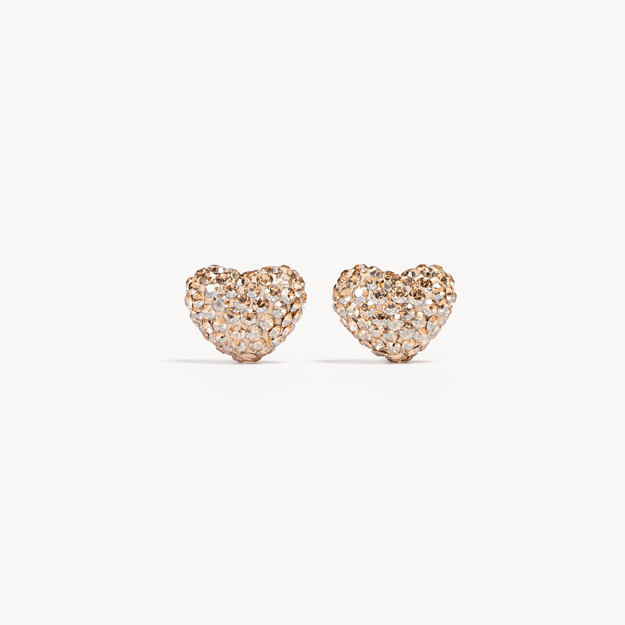 Sparkle Heart Stud Earrings Soft Gold