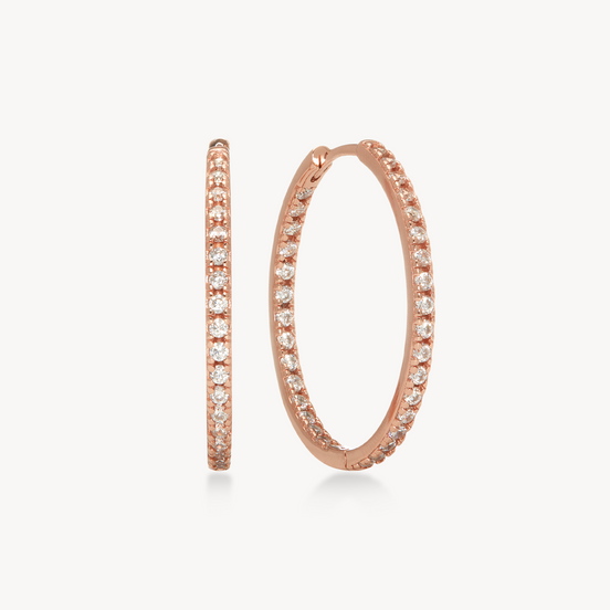 Pavé Hoop Earrings - Medium Rose Gold