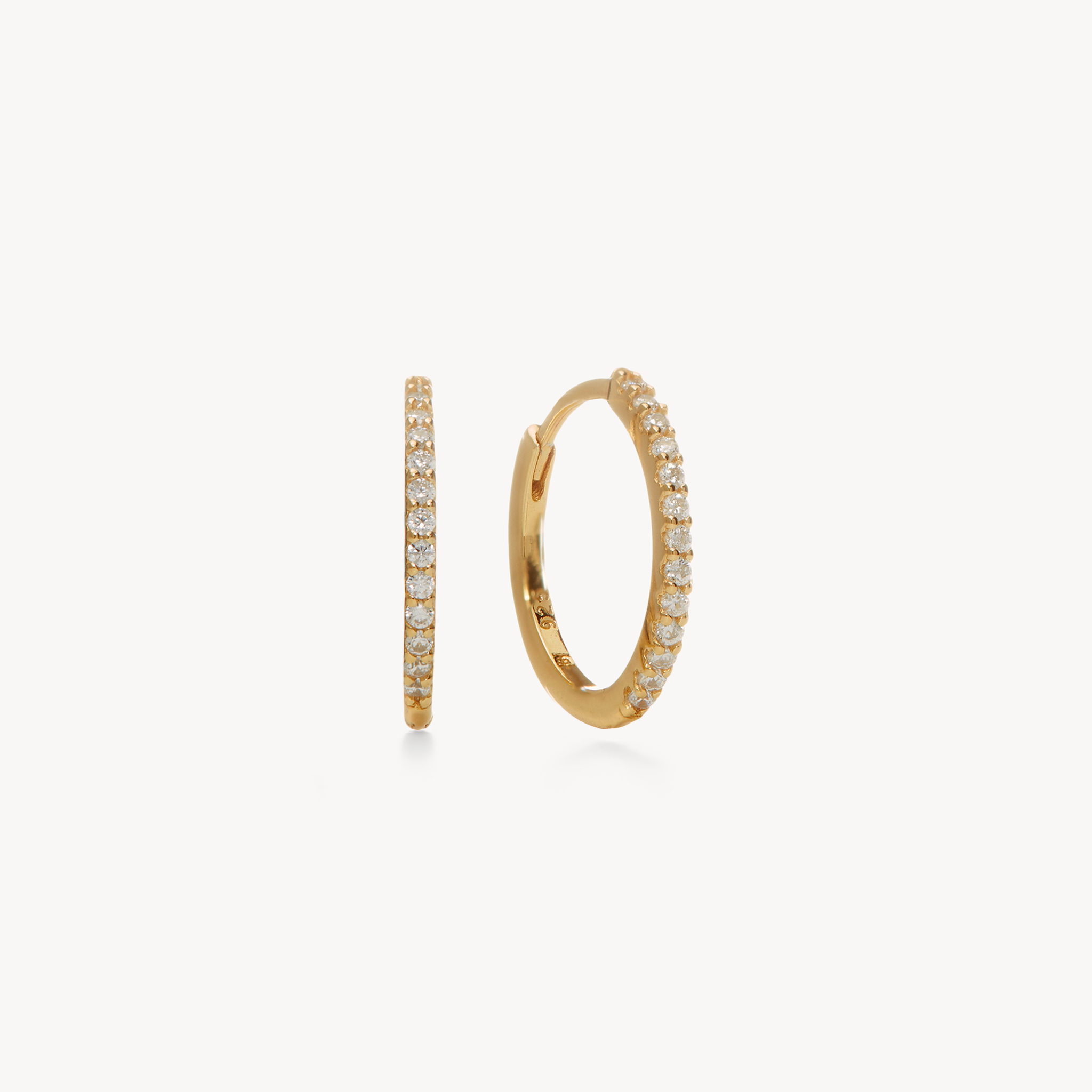 Pavé Hoop Earrings - Small Gold