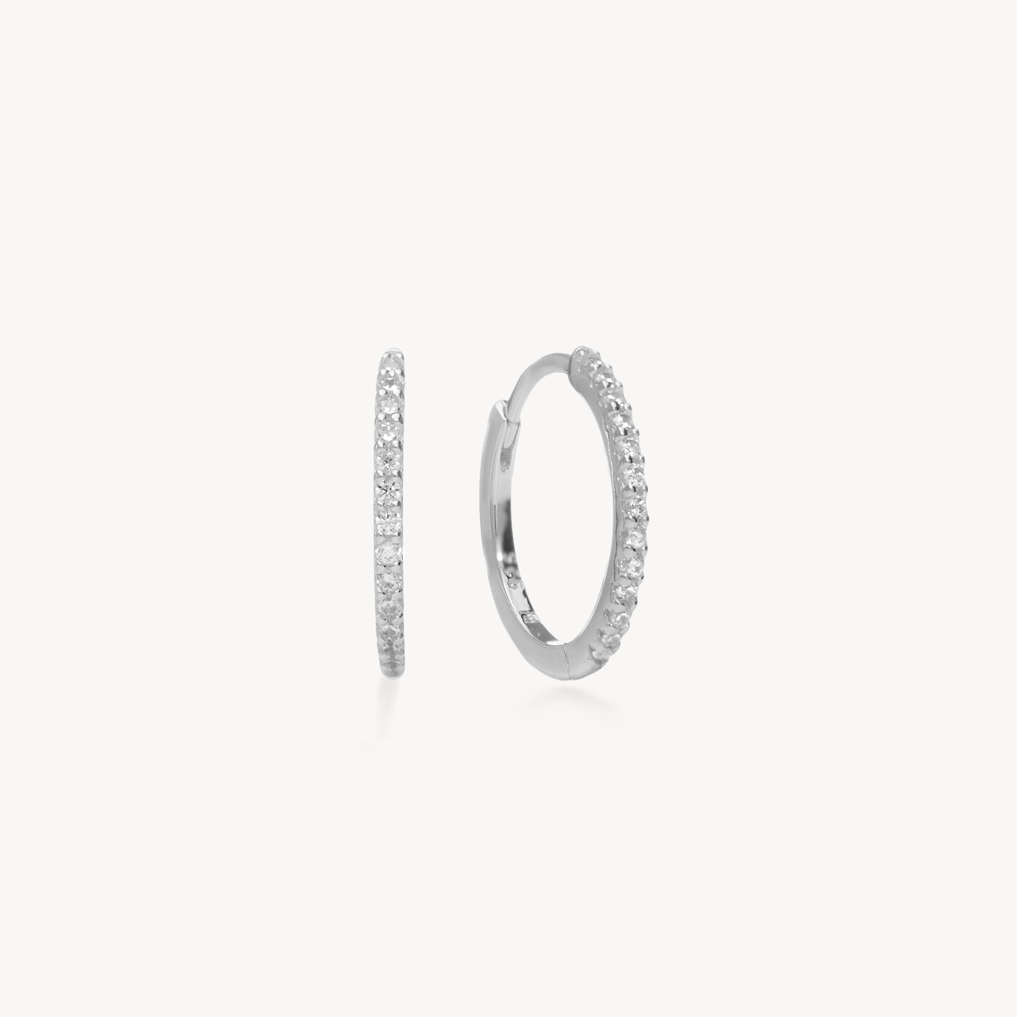 Pavé Hoop Earrings - Small Silver