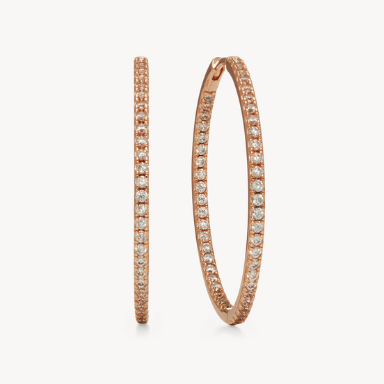 Pavé Hoop Earrings - Large Rose Gold