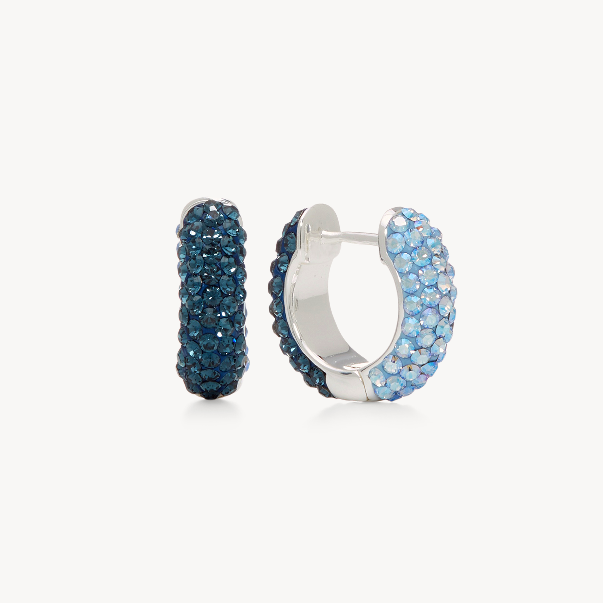 Two-Tone Reversible Sparkle Hoop Earrings — Small Navy/Celestial Sky