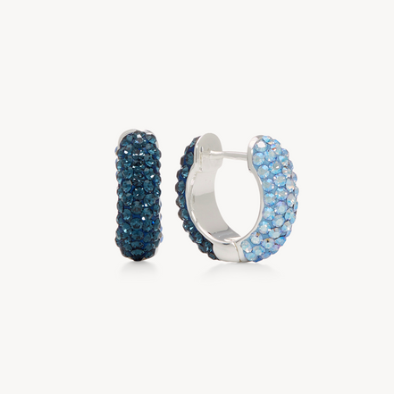 Two-Tone Reversible Sparkle Hoop Earrings — Small Navy/Celestial Sky
