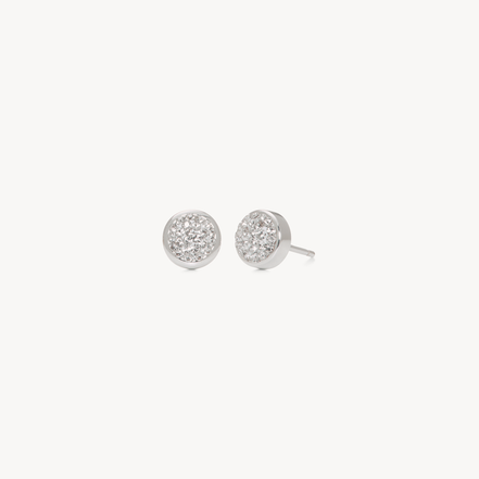 Sparkle Bezel Stud Earrings White