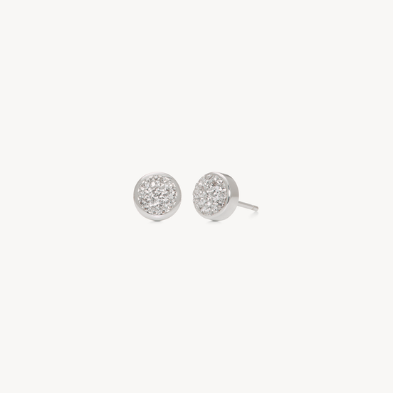 Sparkle Bezel Stud Earrings White