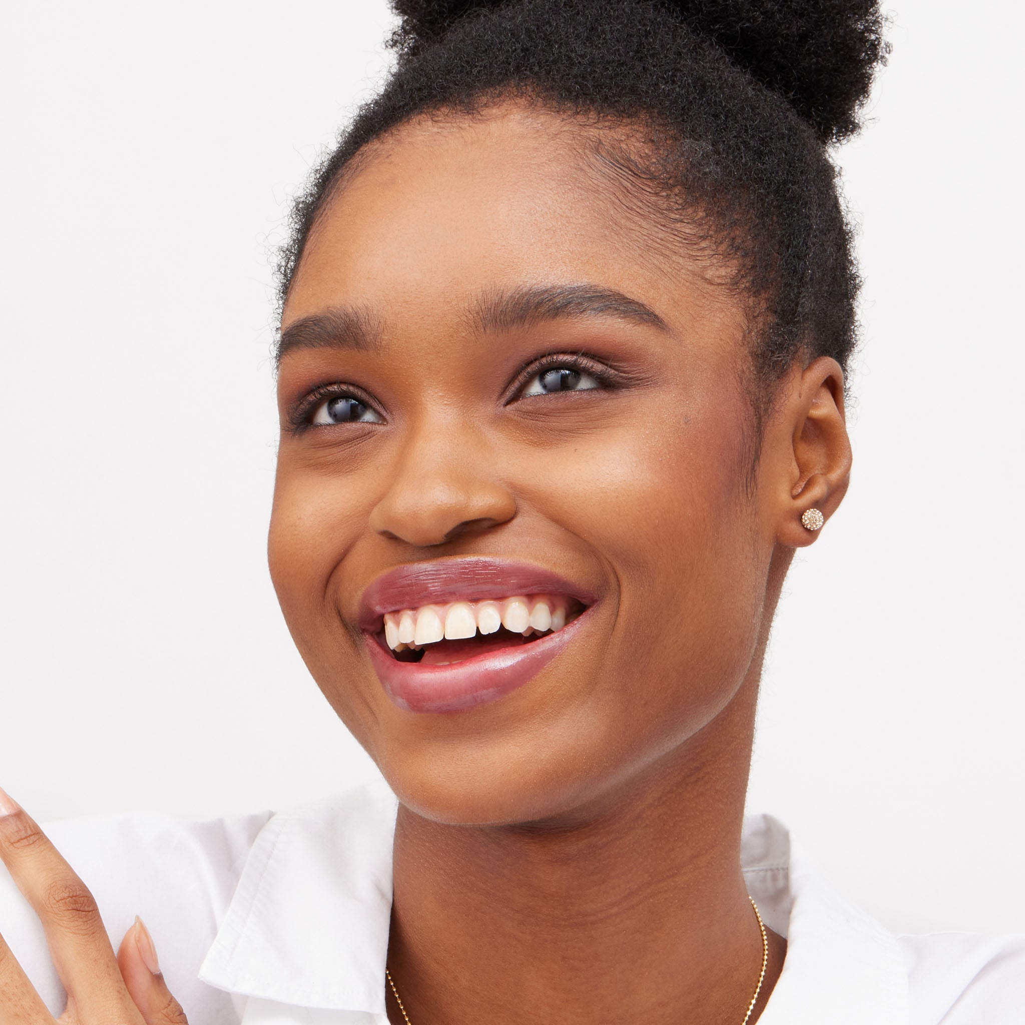 6mm Sparkle Ball™ Stud Earrings Gold on model