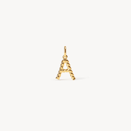 Gold Braided Letter Charm A