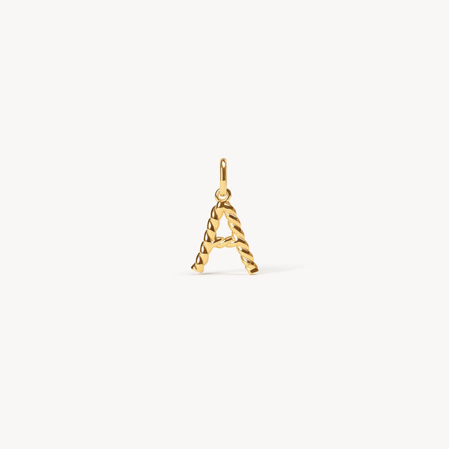 Gold Braided Letter Charm A