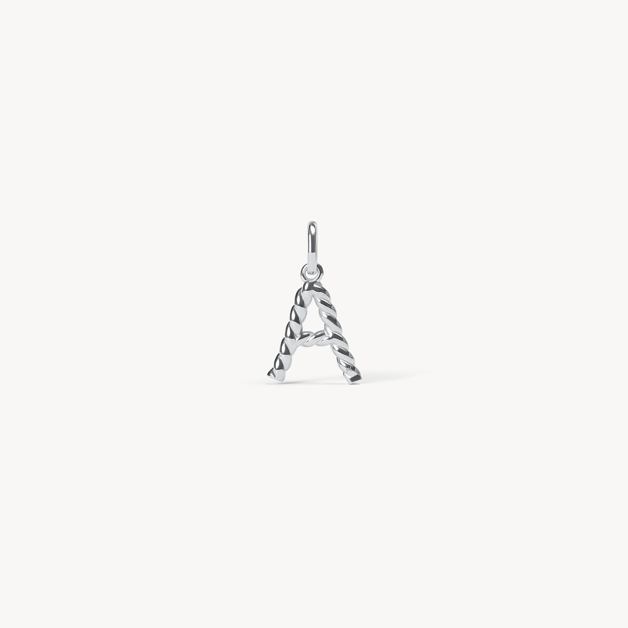 Silver Braided Letter Charm A