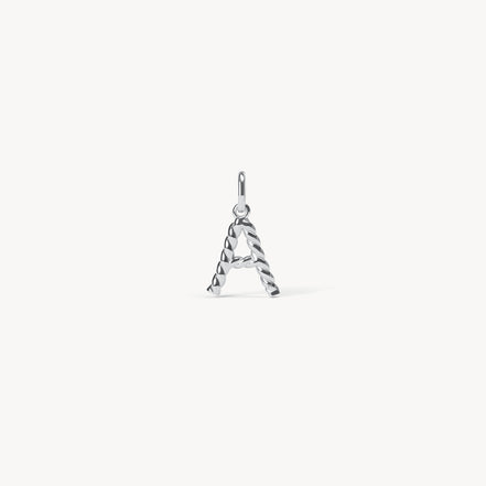 Silver Braided Letter Charm A