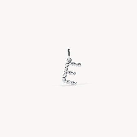 Silver Braided Letter Charm E