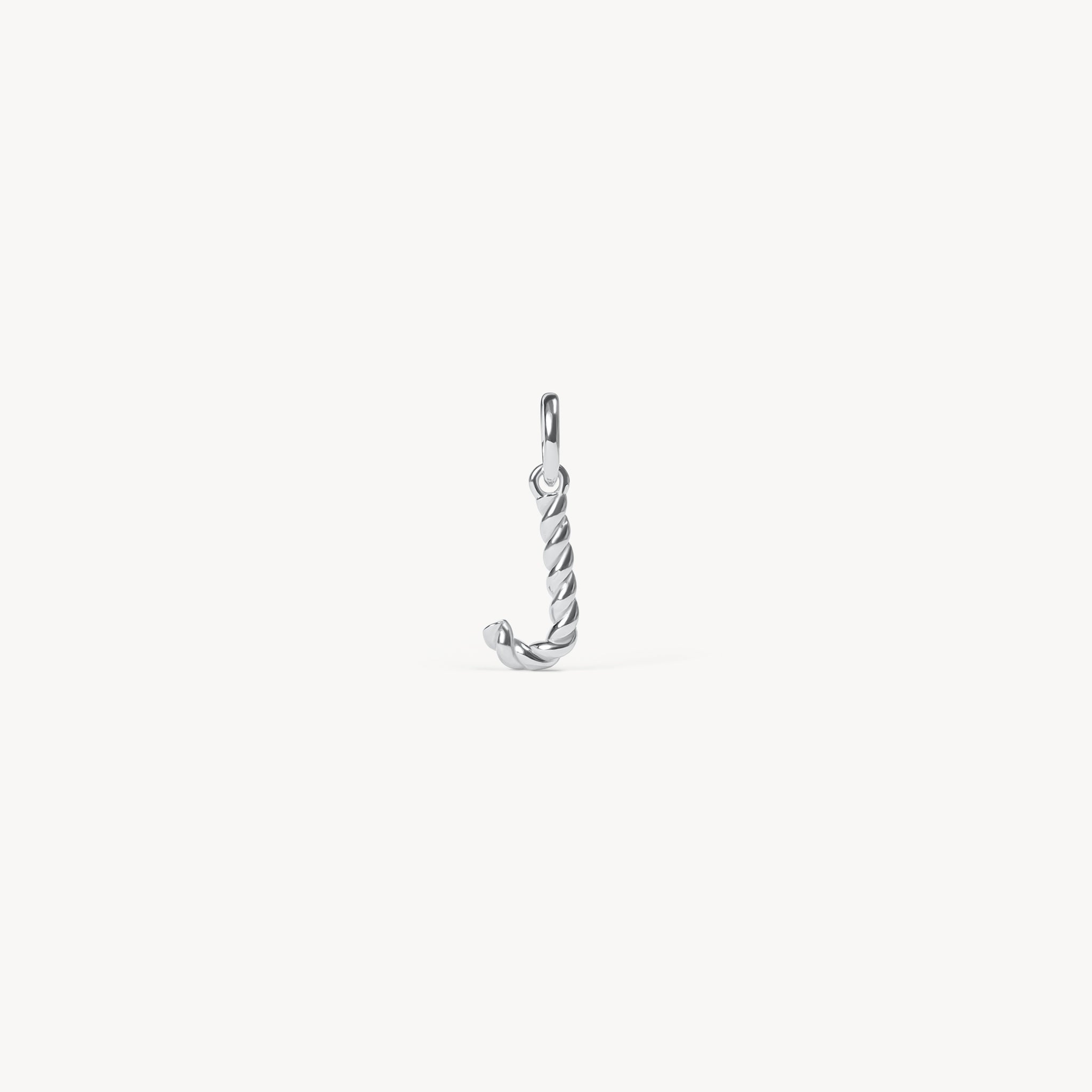 Silver Braided Letter Charm J