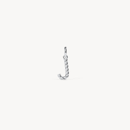 Silver Braided Letter Charm J