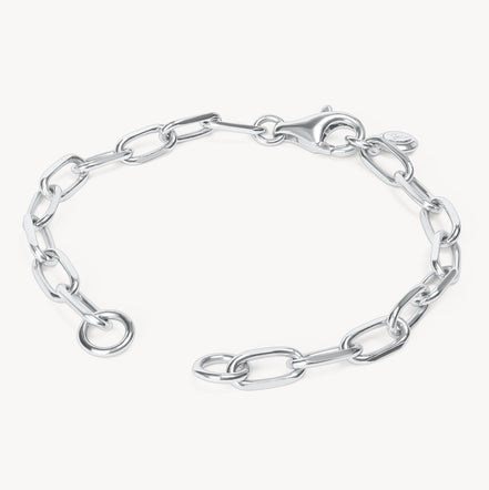 Silver Clip Chain Charm Bracelet Base