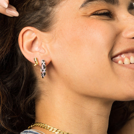 Cowboy Boot Stud Earrings Gold on model