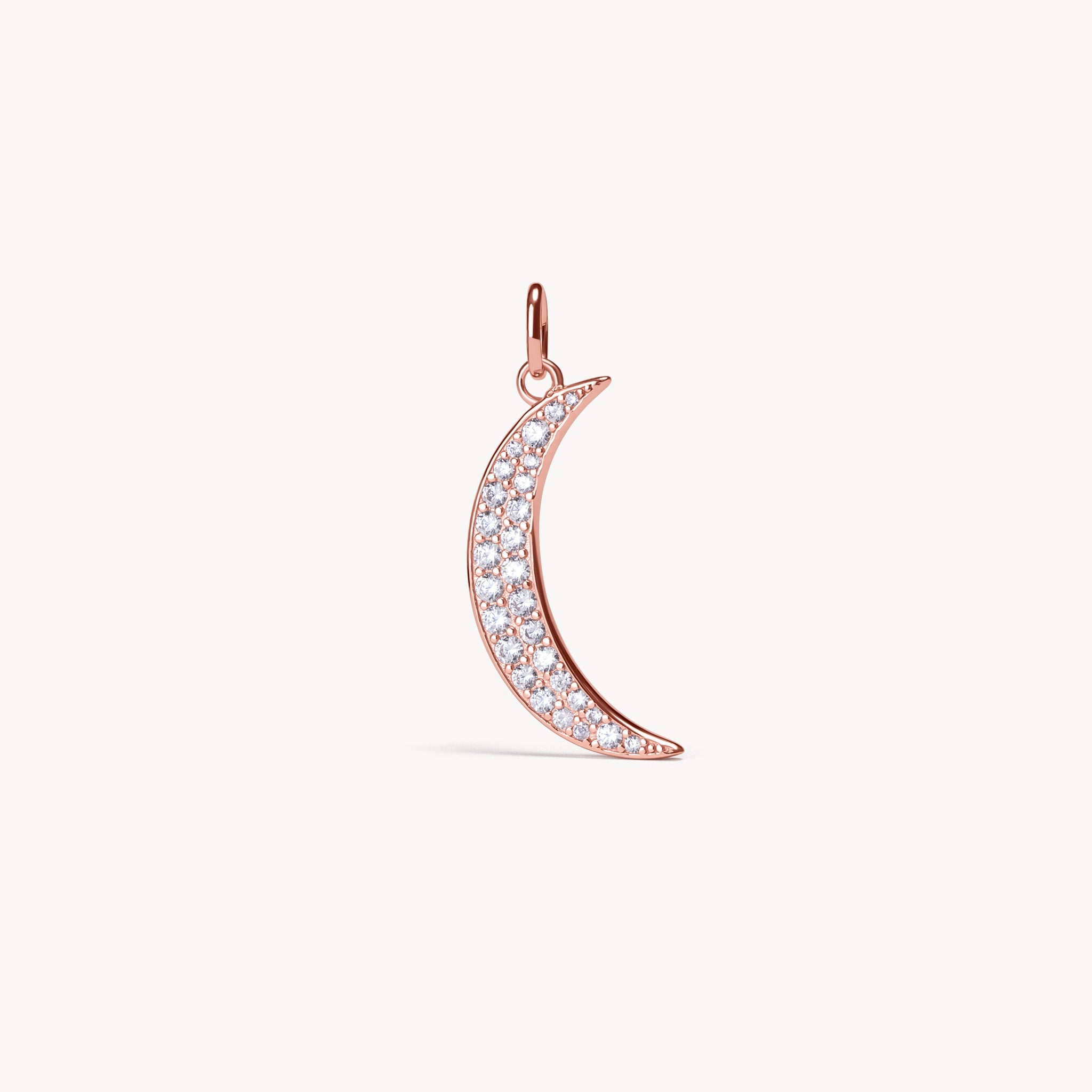 Crescent Moon Pavé Charm Rose Gold