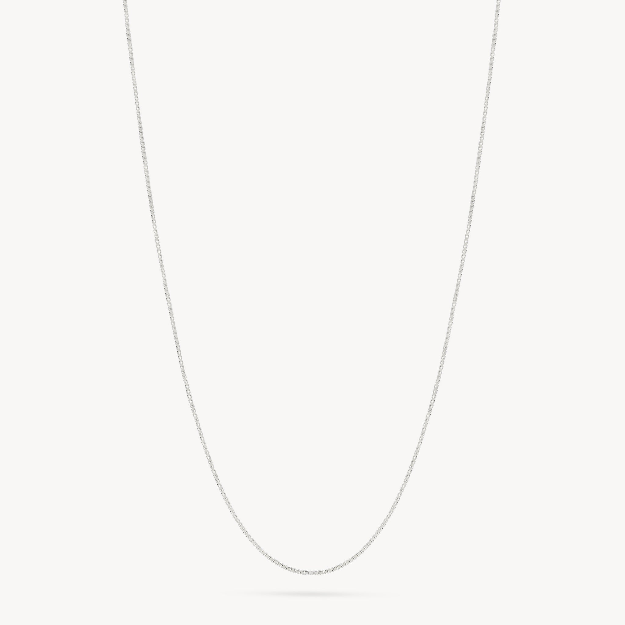 14K Box Chain With Extender White Gold