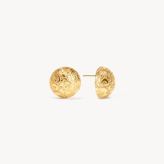 Etched Floral Stud Earrings