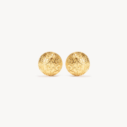 Etched Floral Stud Earrings