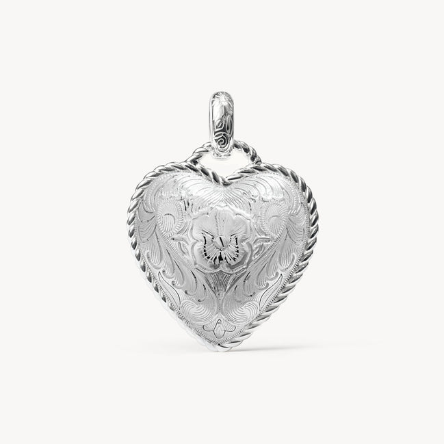 Etched Floral Heart Charm