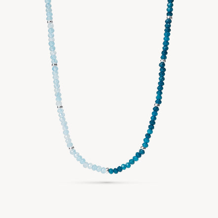 Blue Chalcedony Gemstone Versa Wrap Bracelet as a Necklace