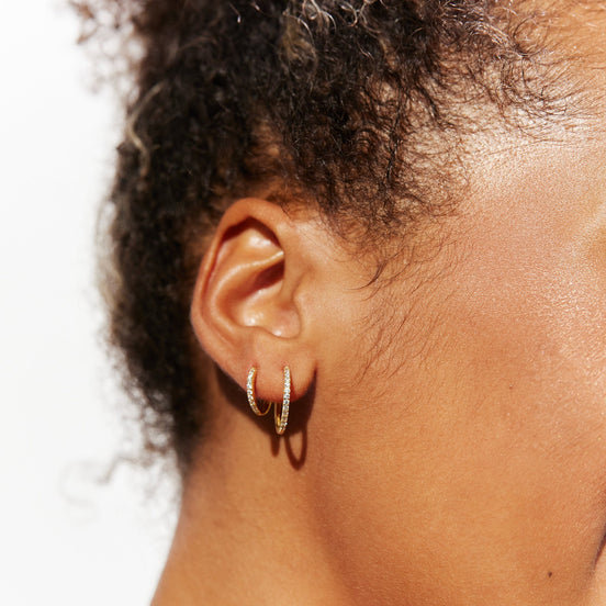 Pavé Hoops Exclusive Bundle in Gold on Model