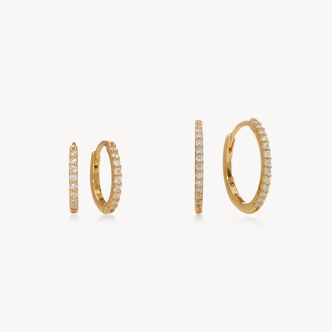 Gold Pavé Hoop Set