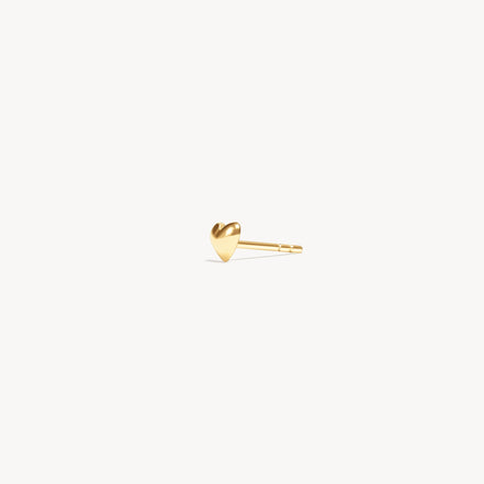 Mini Metal Heart Stud Earrings Gold Angled