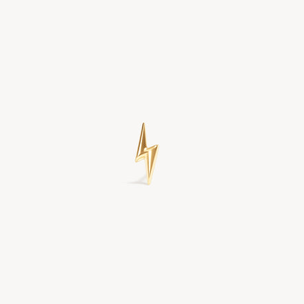 Mini Metal Lightning Stud Earrings Gold Single