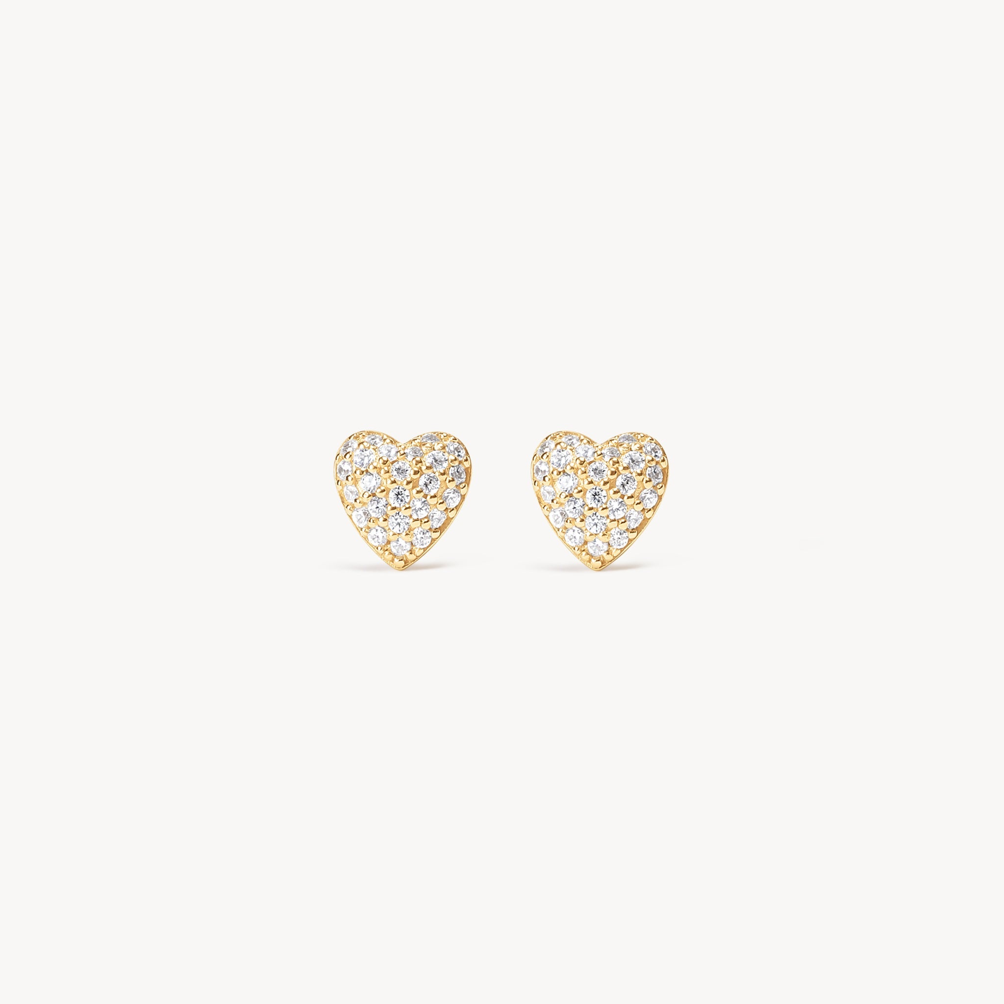 Gold Mini Pavé Heart Stud Earrings