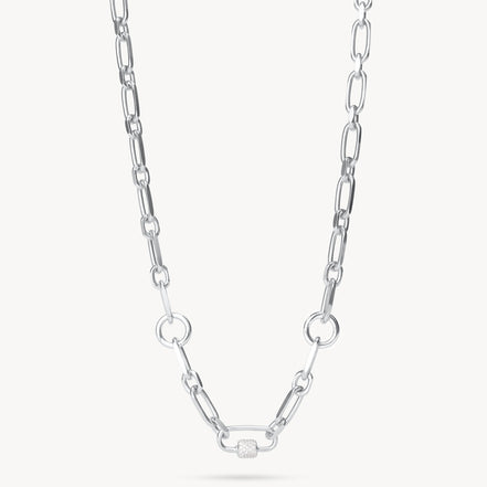 Multi-Station Charm Necklace Silver