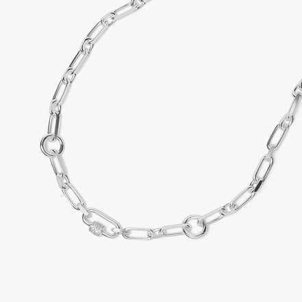 Multi-Station Charm Necklace Silver