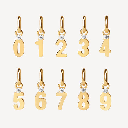Number Charms in Gold