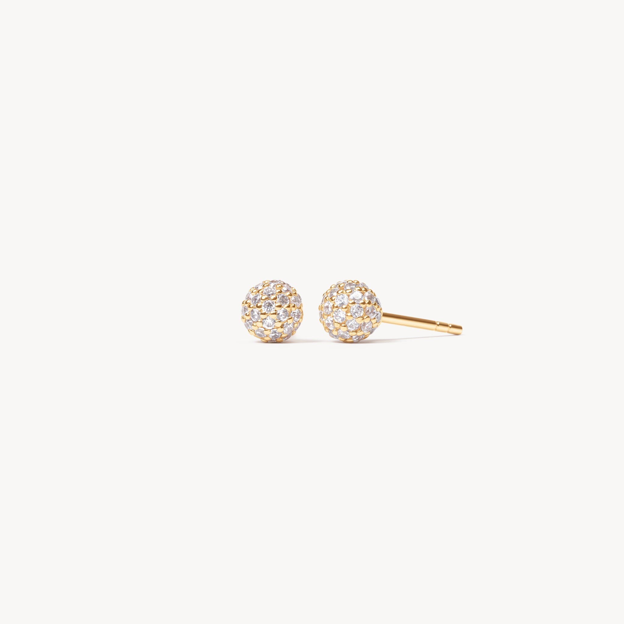 Gold Mini Pavé Ball Stud Earrings