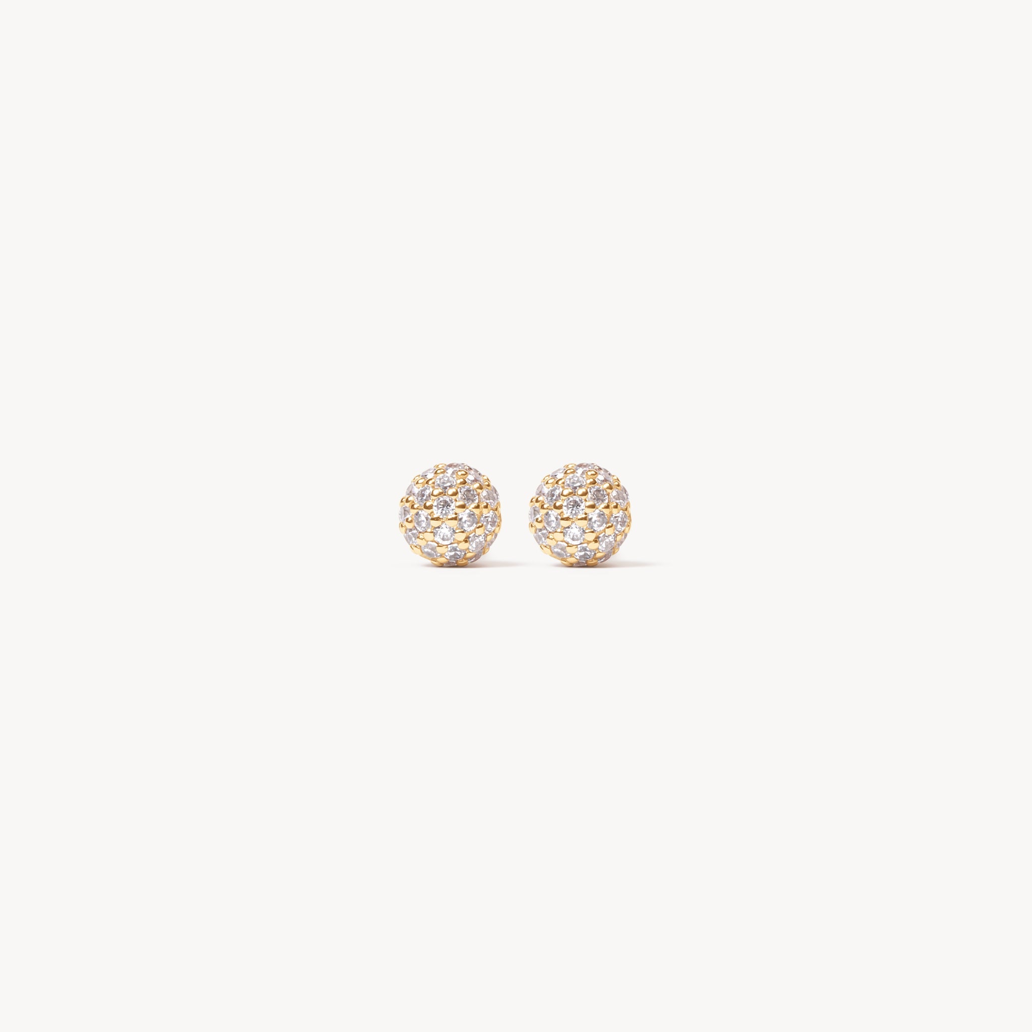 Gold Mini Pavé Ball Stud Earrings