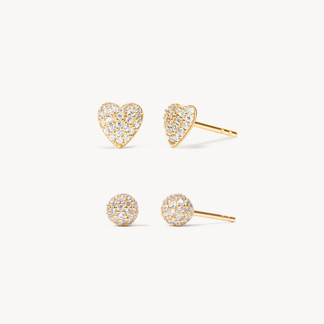 Pavé Stud Set Gold