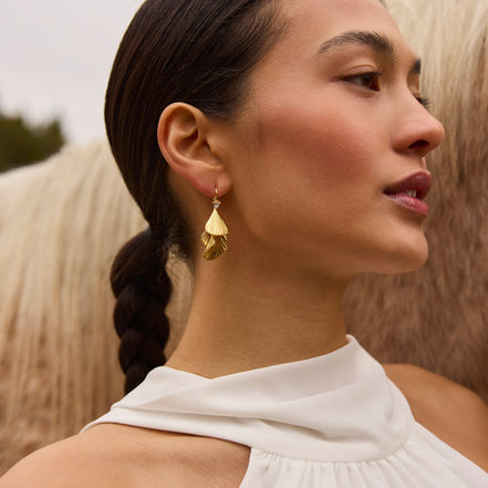 Petal Drop Earrings on model