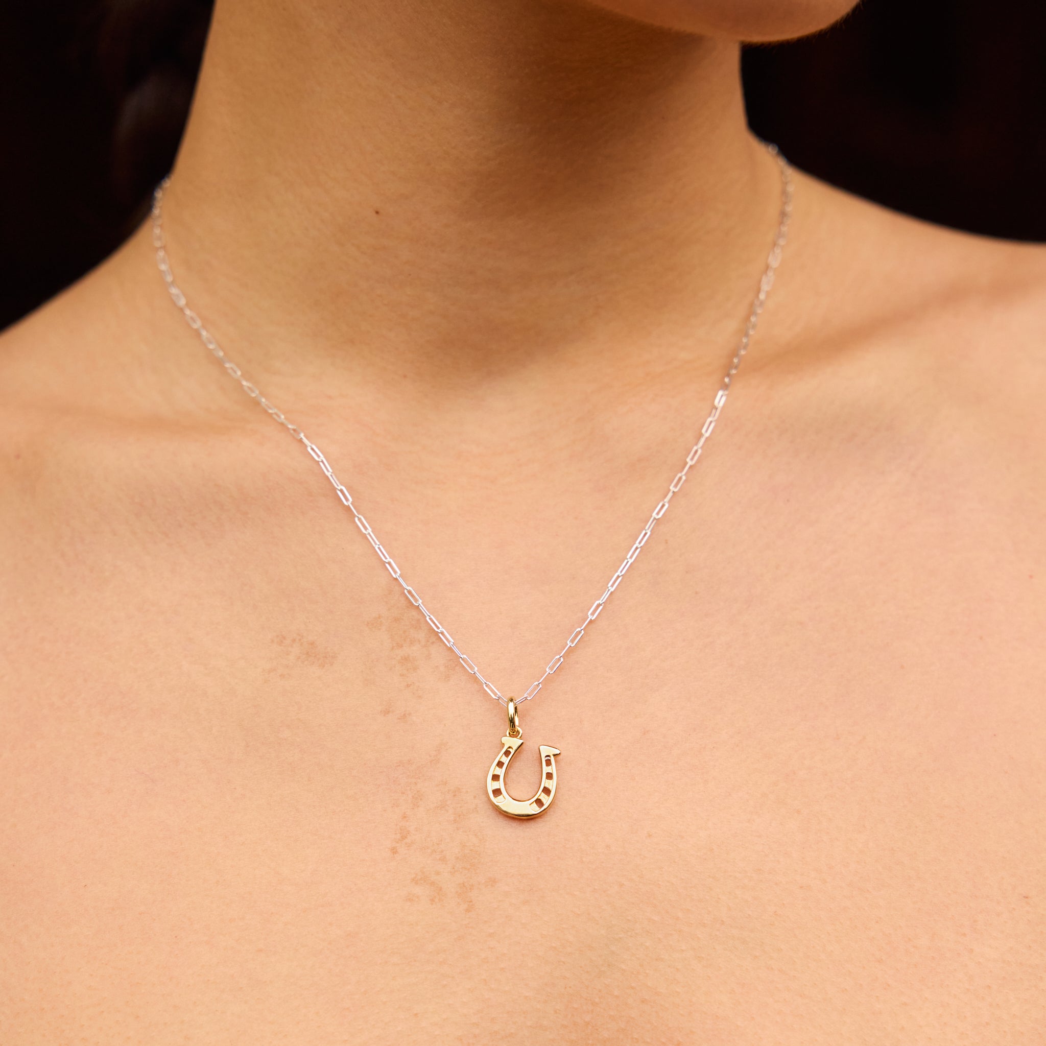 Reversible Horseshoe Charm on model