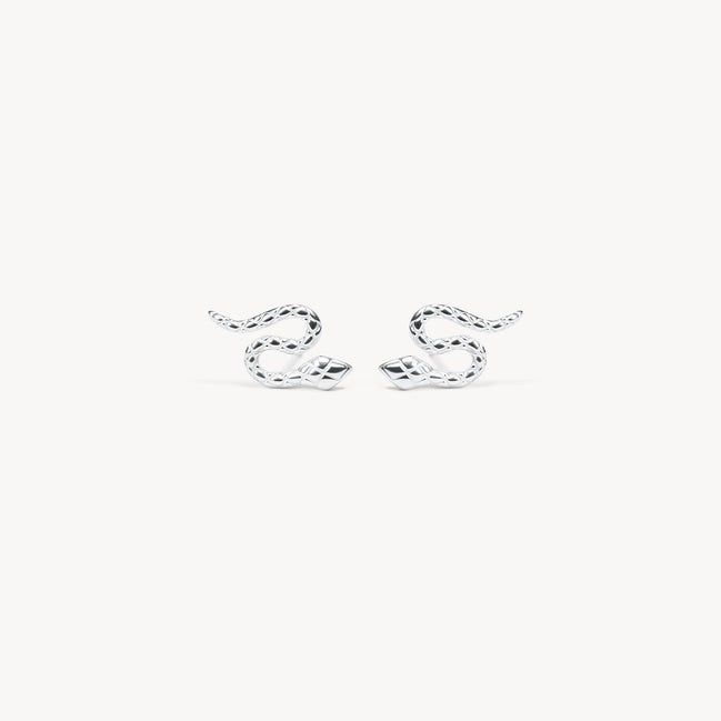 Serpent Stud Earrings Silver