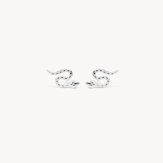 Serpent Stud Earrings Silver