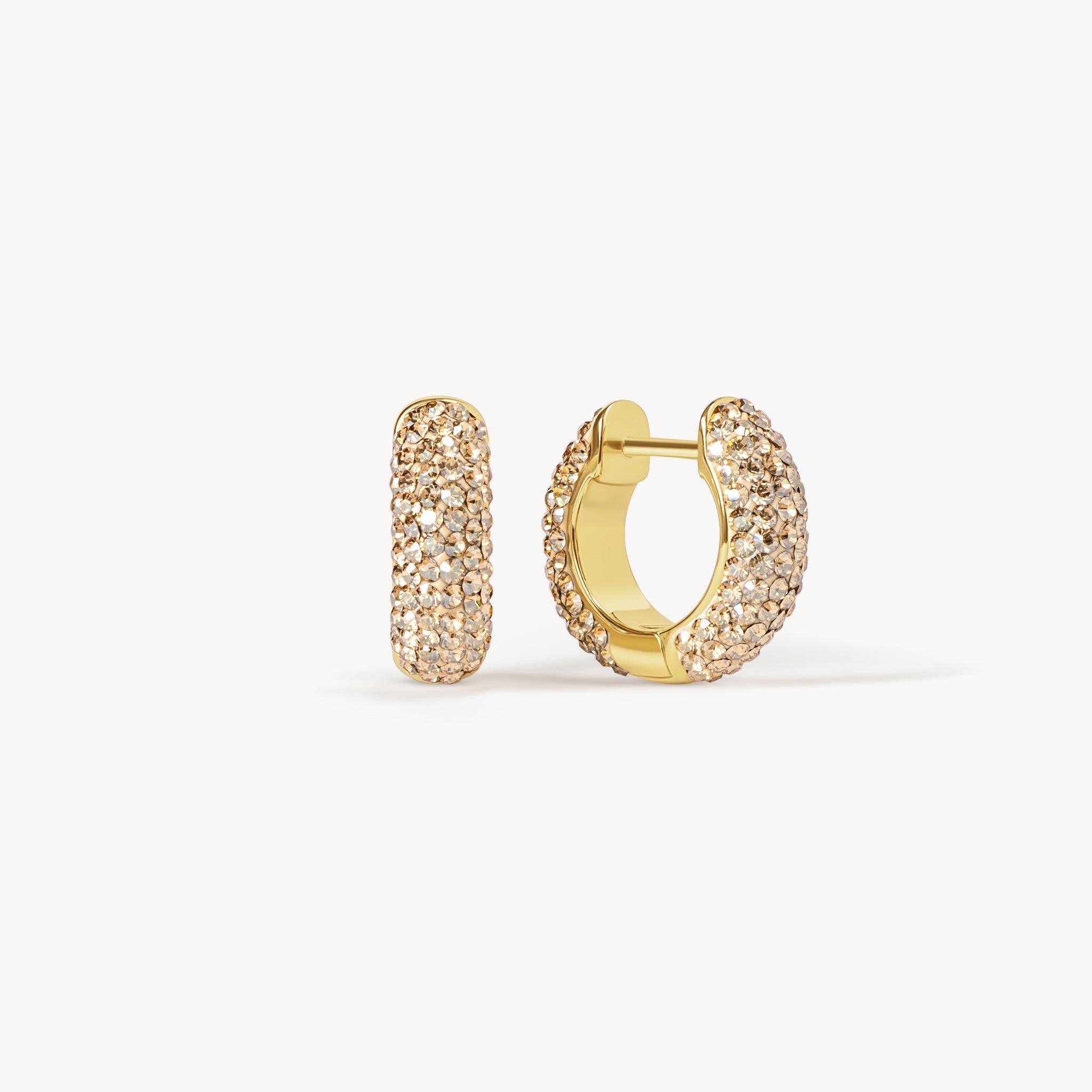 Soft Gold Small Sparkle Hoop Earrings
