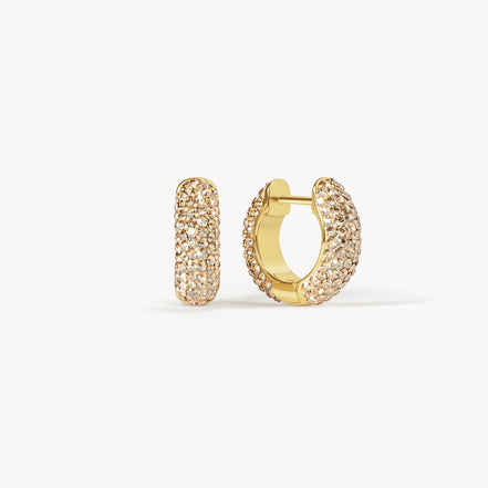 Soft Gold Small Sparkle Hoop Earrings