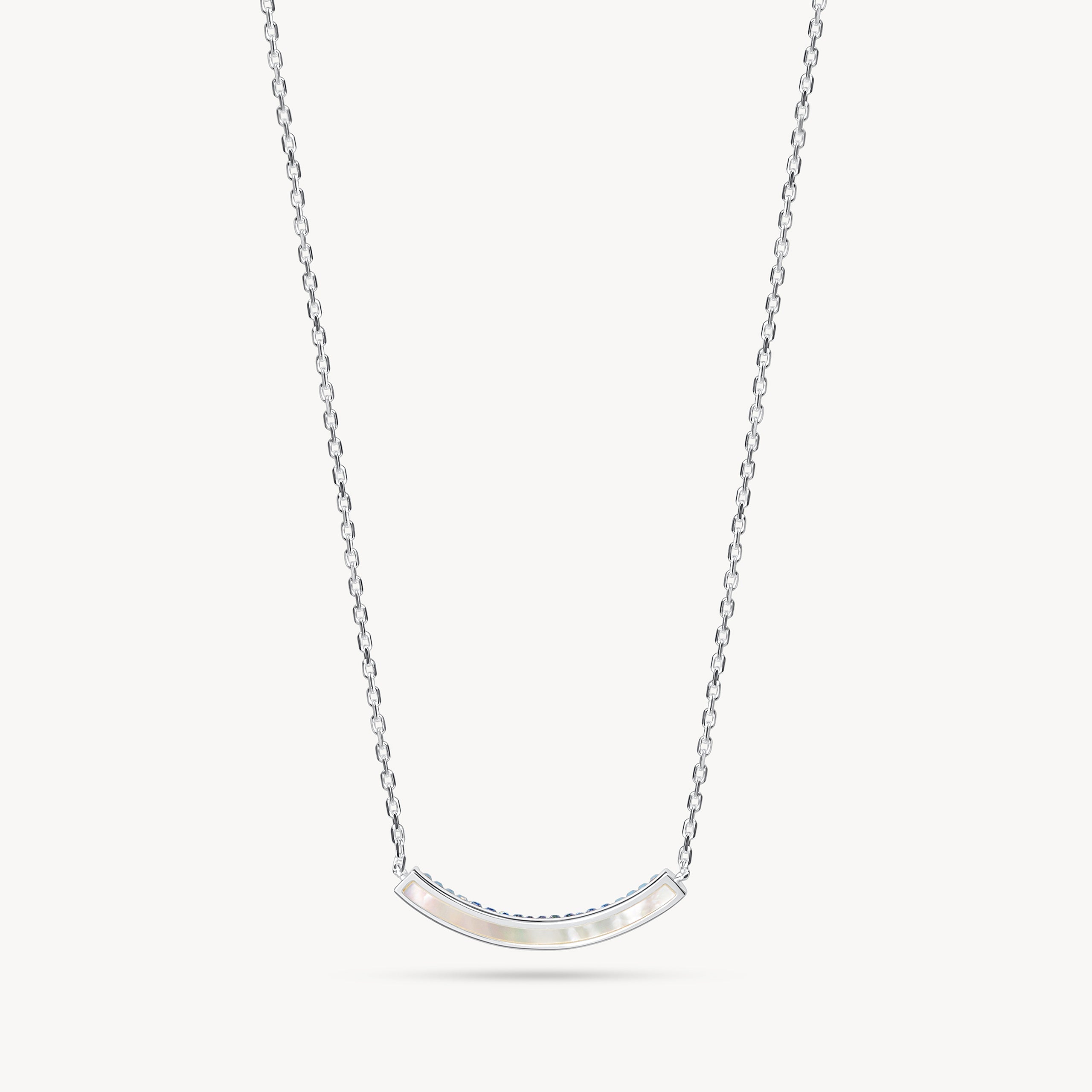 Denim Curved Sparkle Bar Necklace