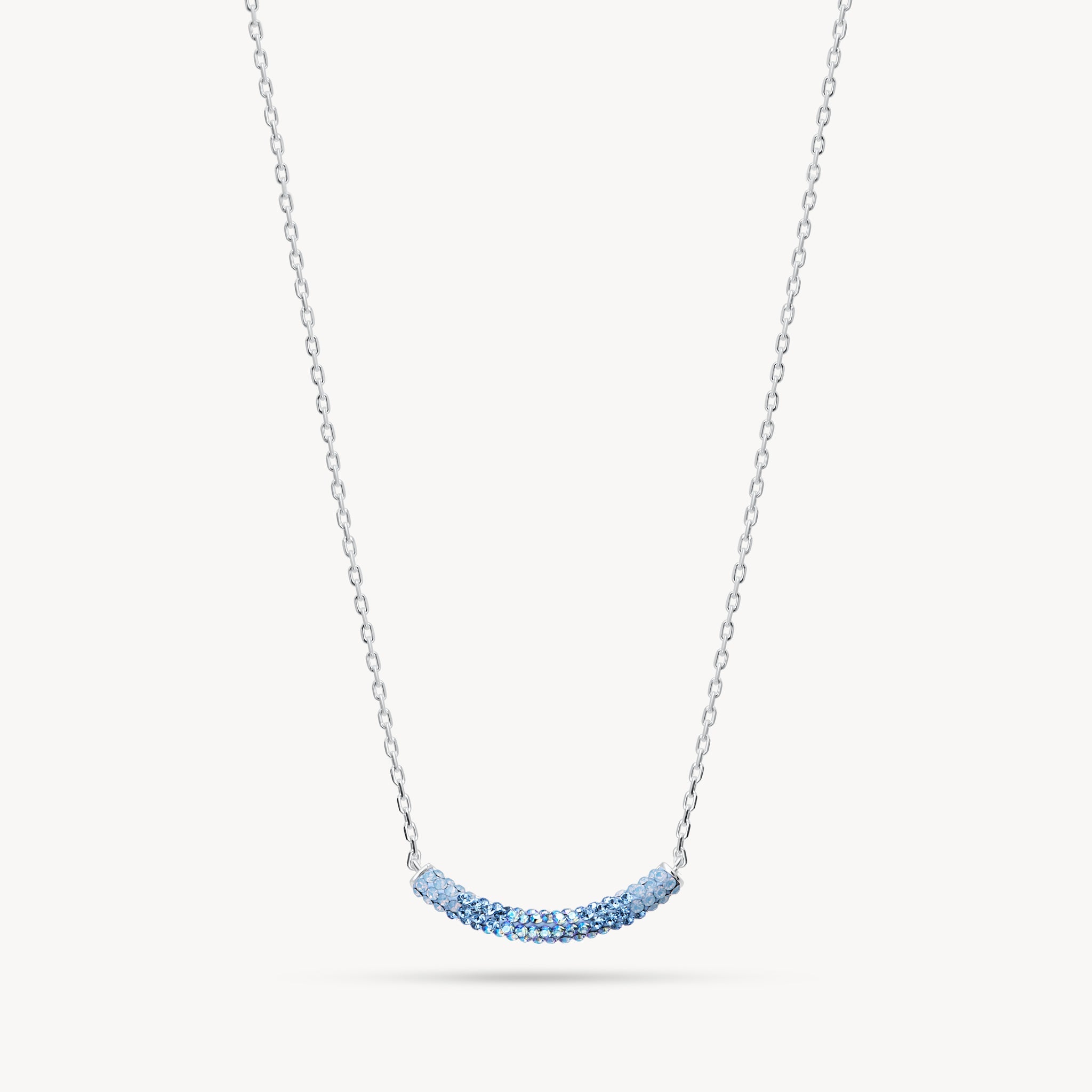 Denim Curved Sparkle Bar Necklace