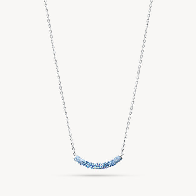 Denim Curved Sparkle Bar Necklace
