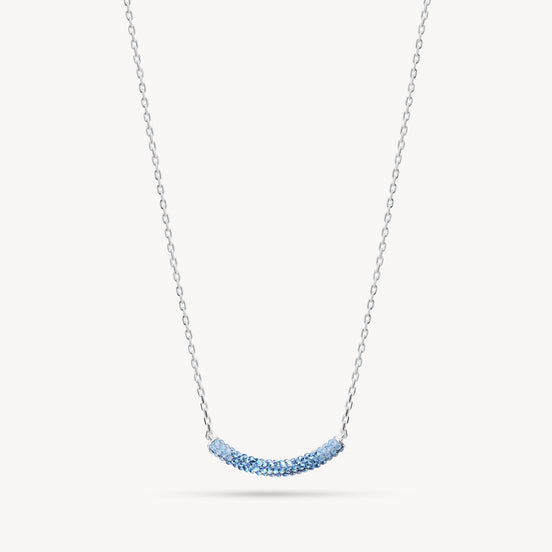 Denim Curved Sparkle Bar Necklace