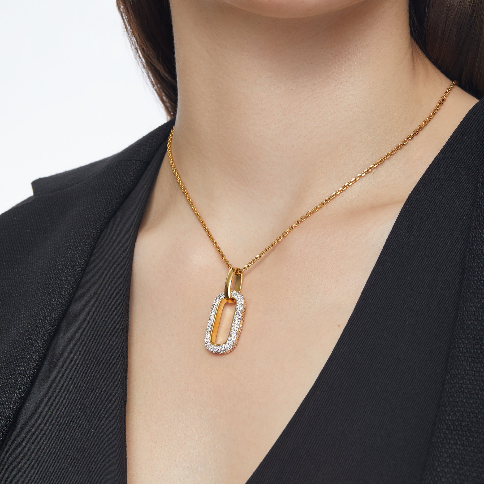 Reversible Sparkle Link Charm White Side on model