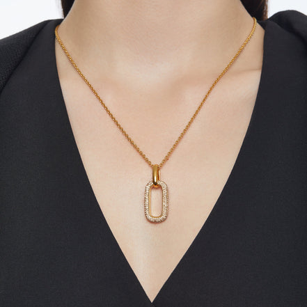 Reversible Sparkle Link Charm Soft Gold Side on model